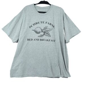 The Office Schrute Farms Bed and Breakfast Graphic T-Shirt Gray Mens 2XL XXL